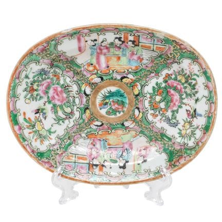 Antique Chinese Rose Medallion Porcelain Dish Late