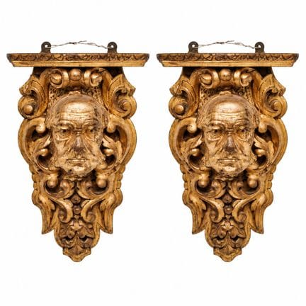 Paar antiker barocker architektonischer Konsolen a