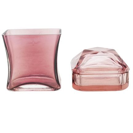 (2pc) Amethyst Cut Crystal Box & Vase Group 20th C