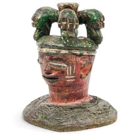 Vintage Yoruba Polychrome Shrine Fragment 20th Cen