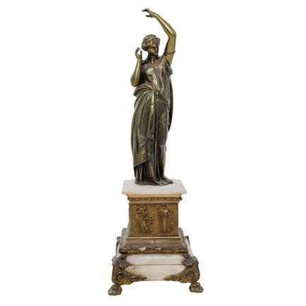 19th Cent. French Bronze & Marble Female Sculpture