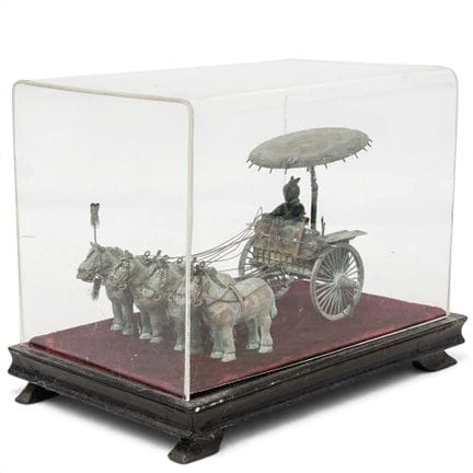 Vintage Chinese Terracotta & Bronze Chariot Replic