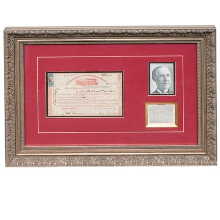 Certificado de acciones firmado por Russell Sage, 