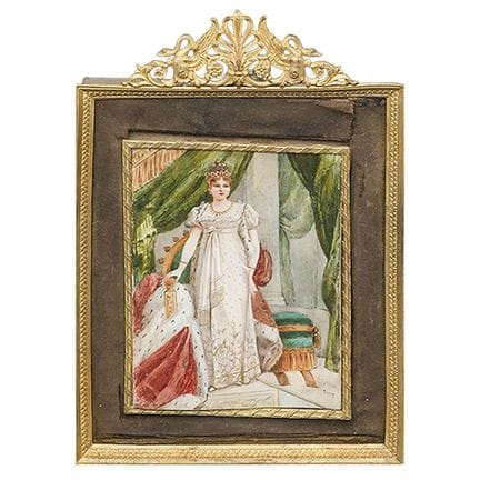 Antique Signed "Queen Louise of Prussia" Gouache o