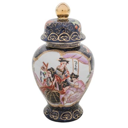 Vintage Chinese Export Enameled Porcelain Jar 20th