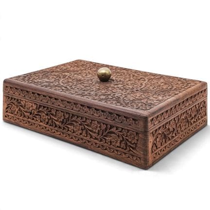 S.S. Sarna Indian Hand Carved Wooden Trinket Box 2