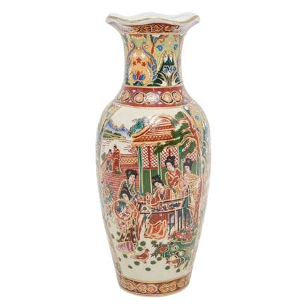Vintage Chinese Export Satsuma-Style Porcelain Vas