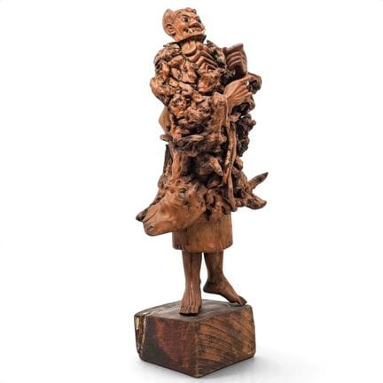 Chinese Hand-Carved Root Wood Figural Altar Sculpt