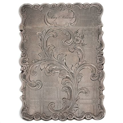 Antique English Engraved Sterling Silver Card Case