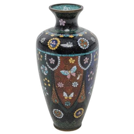 Antique Japanese Cloisonne Butterfly Vase Early 20
