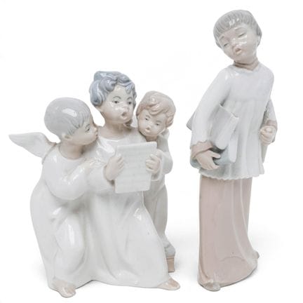 (2pc) NAO & Lladro Porcelain Angels Figurines 20th