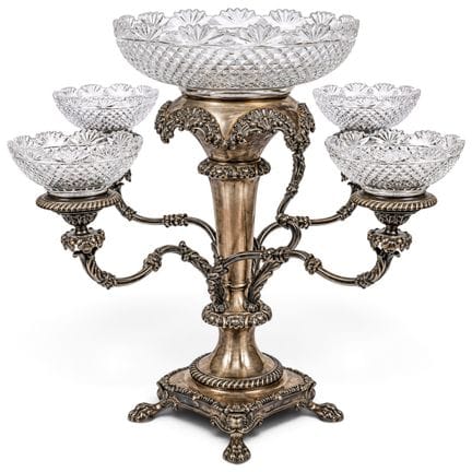 Großer Silberfarbener Epergne-Tischschmuck im Stil