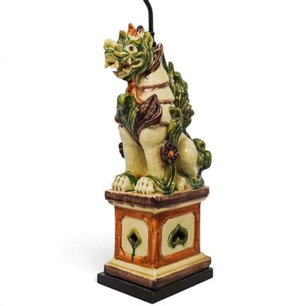 Chinese Sancai-Glazed Ceramic Foo Dog Table Lamp 2
