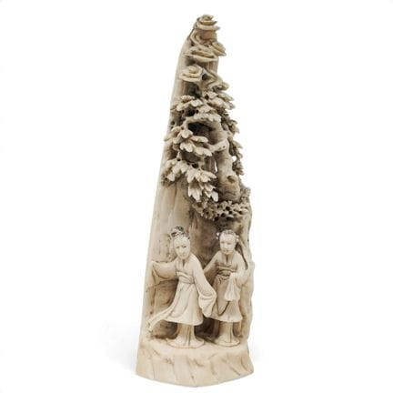 Antique Chinese Carved Bone "Graceful Beauties" Sc