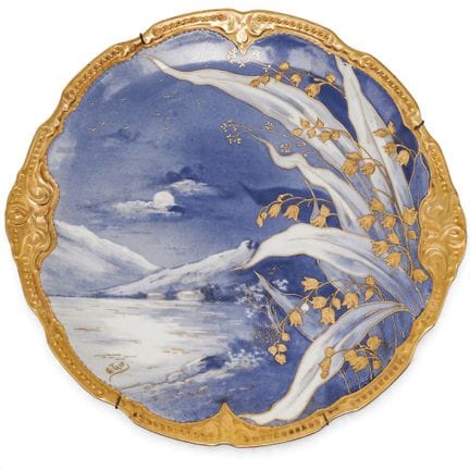 Limoges-Porzellanteller im Jugendstil von G. Tave 