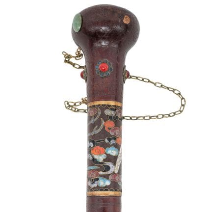 Antique Chinese Cloisonne Wood Cane Late 19th-Earl