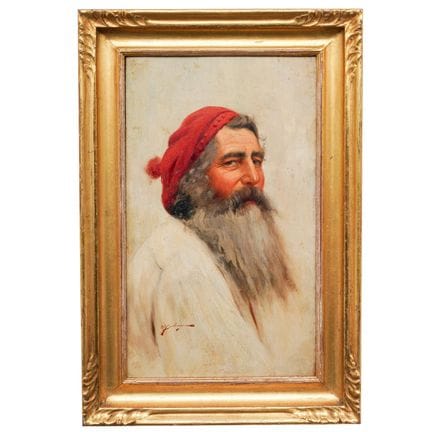 爱德华多·福伦扎（意大利，1861-1934）《那不勒斯渔夫肖像》 木板油画 19世纪晚期，意大利 