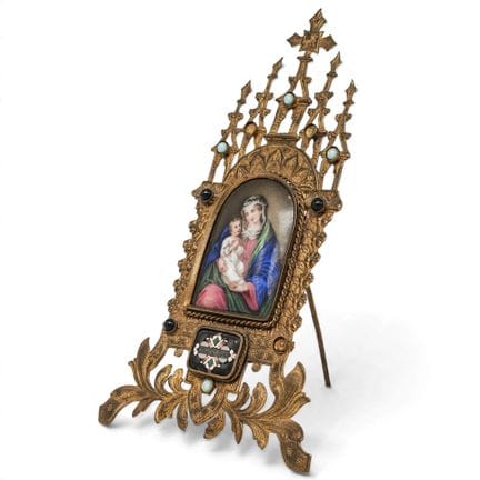 Antique Karlsbad Madonna & Child Devotional Altar 