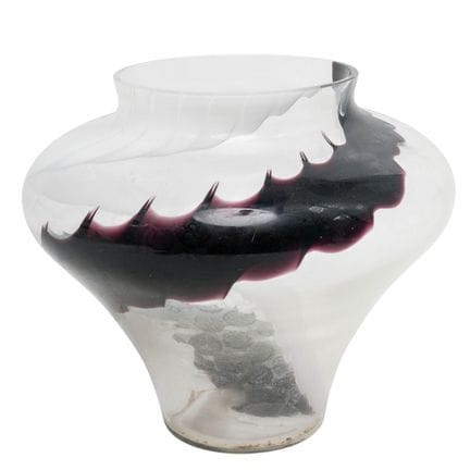 Vintage Purple & White Pulled Art Glass Vase Late 