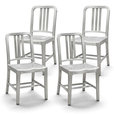 (4 pc) Emeco "1006" Brushed Aluminum Navy Chairs 2