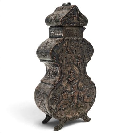 Antique Bronze Repousse Tea Caddy Late 19th-Early 