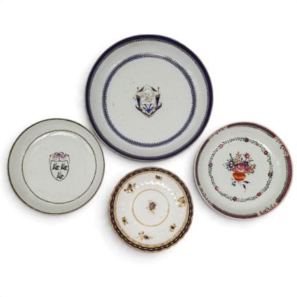 (4 pc) Antique Chinese Export & Caughley Porcelain