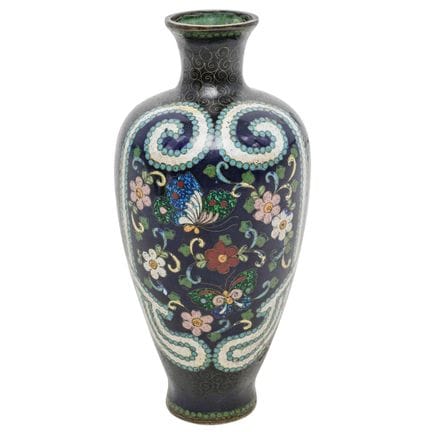 Antique Japanese Cloisonne Floral Vase Early 20th 