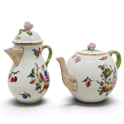 (2 pc) Herend Fruits & Flowers Porcelain Teapot & 