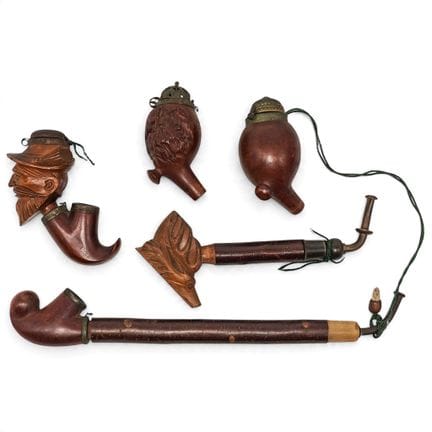 (4pc) Ant. Lorenz Alpine Folk Art Carved Wood Smok