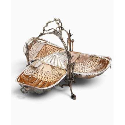 Victorian Silver-Plated Shell Biscuit Box Late 19t