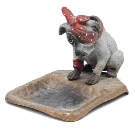 Antique Austrian Painted Spelter "Hagover" Dog Ash