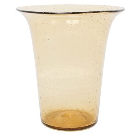 Antike, bernsteinfarbene Kunstglas-Vase mit sich n