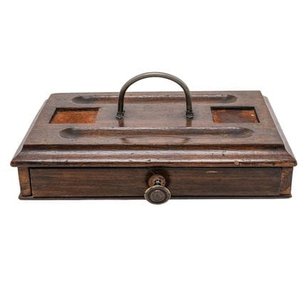 Antique Victorian Wooden Inkwell Box Late 19th-Ear