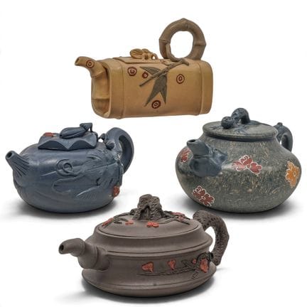 (4 pc) Chinese Yixing Zisha Teapots Mid - Late 20t