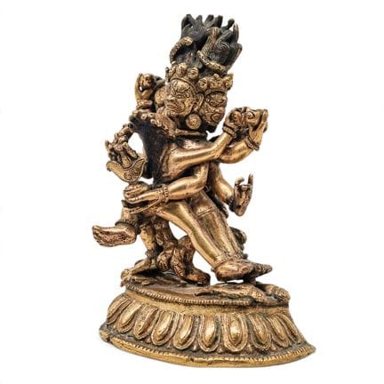 Antike tibetische Mahakala-Figur aus vergoldeter B