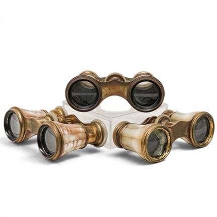 (3pc) 19th Cent. French MOP & Brass Opera Glasses 