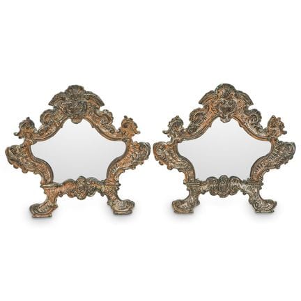 Pair of Antique Venetian Metal Over Wood Mirrors L
