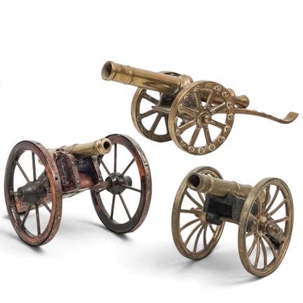 (3 pcs) Miniature Brass Cannon Models 20th century