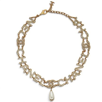 Collier ras-du-cou Chanel de fantaisie, doré, avec