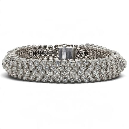 Bracelet flexible à 5 rangs en or blanc 18 carats,