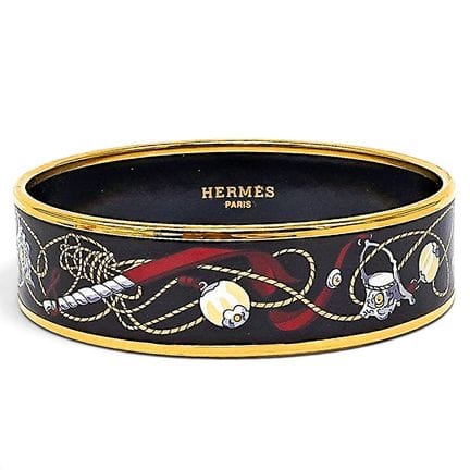 Bracelet rigide Hermès Equestrian en émail noir et