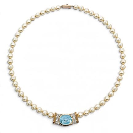 Collier en or jaune 14 carats avec diamants, topaz