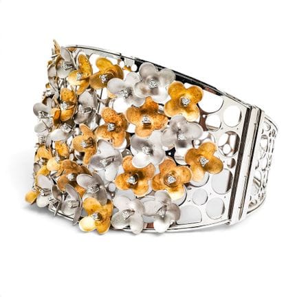 Bracelet manchette DML Dal Maso en or blanc et jau