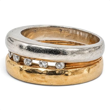 Bague en or blanc et jaune 18 carats sertie de dia