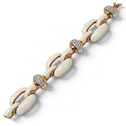 Bracelet à maillons en or jaune 18 carats, émail b