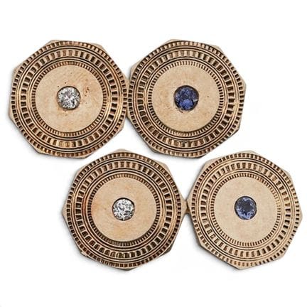 Boutons de manchettes en or jaune 14 carats, diama