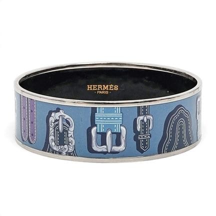 Bracelet rigide Hermès « L’Encre » en émail bleu, 