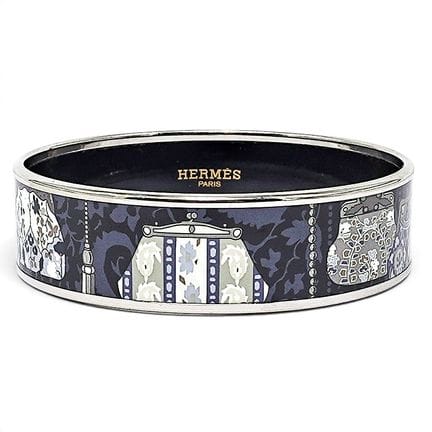 Bracelet rigide en émail imprimé Hermès « Cachemir
