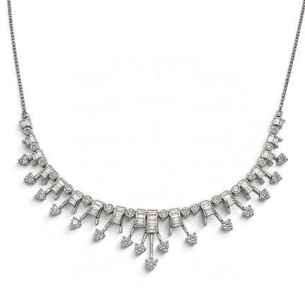 Collier Art déco à franges en or blanc 18 carats, 