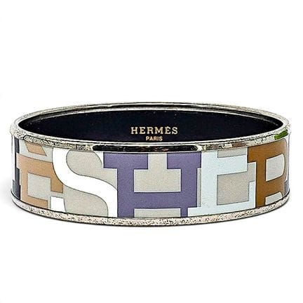 Bracelet rigide en émail imprimé Hermès « Mine &am